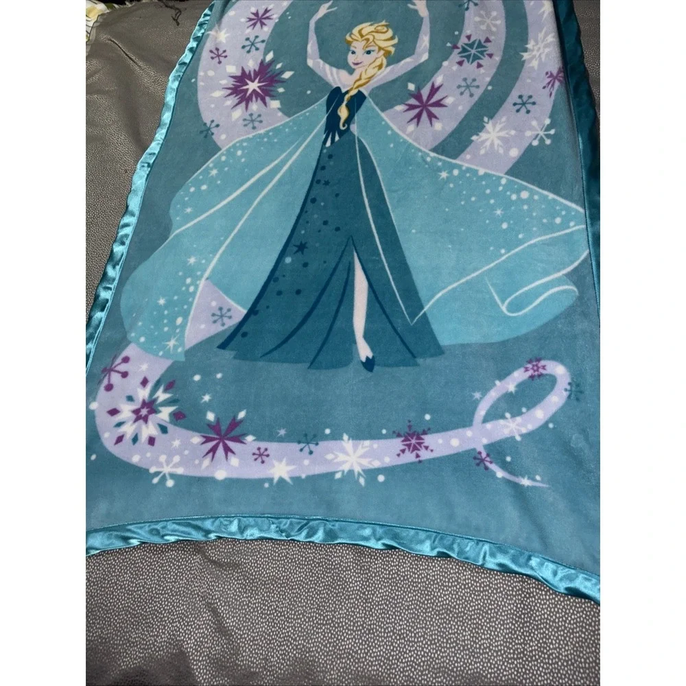 Disney Parks FROZEN Elsa Blanket Lovey Satin Trim Throw Blankie 36